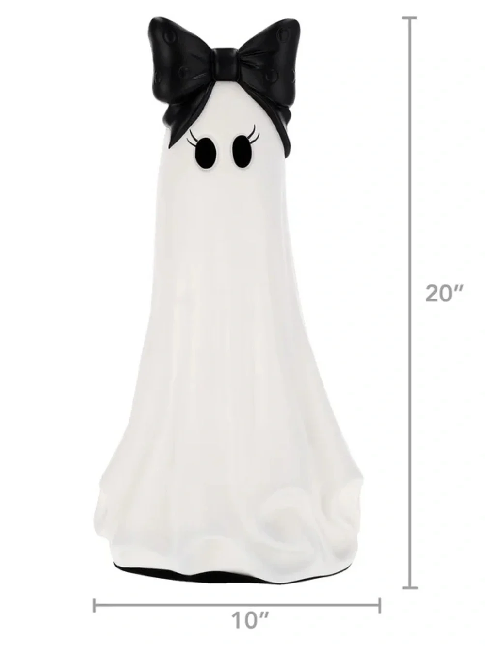 My Texas House Large Ghost with Bow Halloween Decoration Black and White 20”